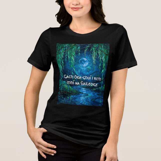 Camiseta Lua da Salgueira Rio Fluindo Noite Celta (Frente)