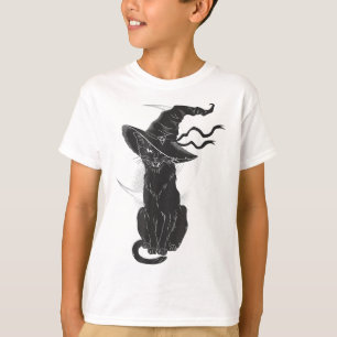 Camiseta Lua de Chapéu de Bruxa Negra do Halloween