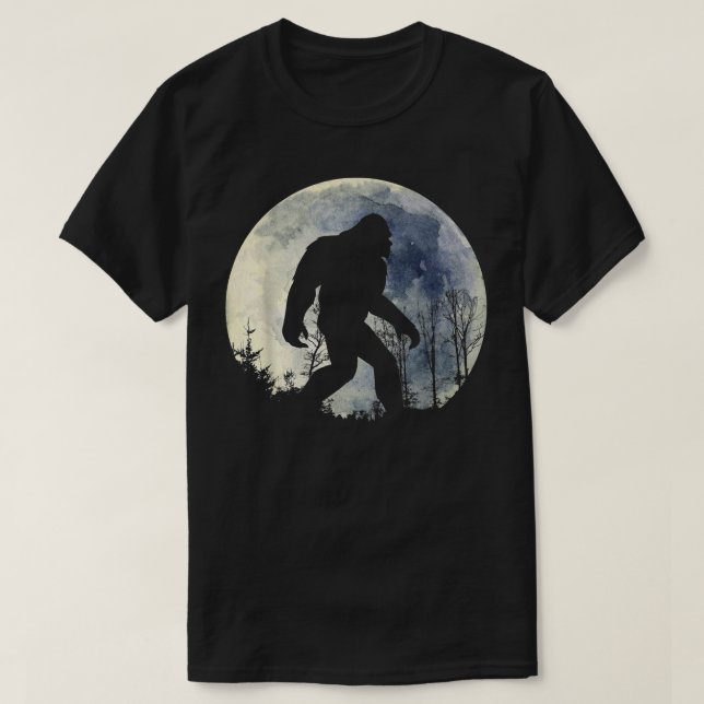 Camiseta lua de cheio de sasquatch bigfoot engraçado  (Frente do Design)