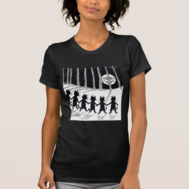 Camiseta Lua de cheio e Gatos, Louis Wain (Frente)