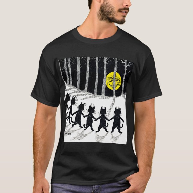 Camiseta Lua de Cheio e Gatos, Louis Wain (Frente)