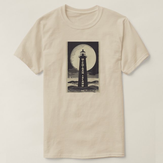 Camiseta Lua de Farol da Ilha de Michigan (Frente do Design)
