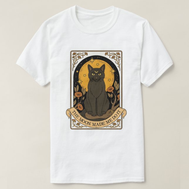 Camiseta Lua de Gata Preta | Estética Vintagem Wit (Frente do Design)
