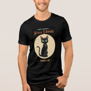 Camiseta Lua de Gato Negro Futuro Atômico com texto