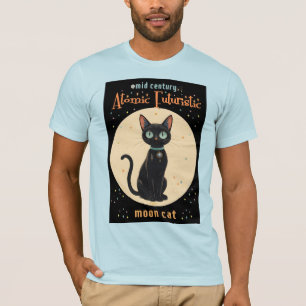 Camiseta Lua de Gato Negro Futuro Atômico com texto