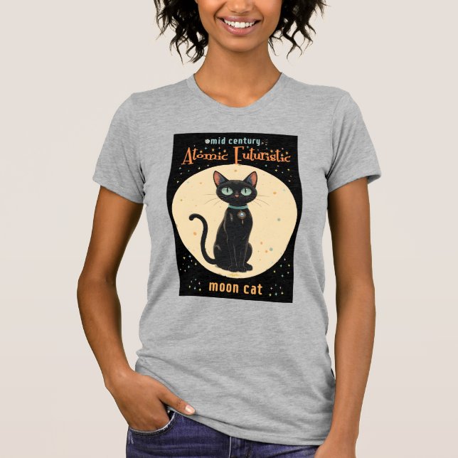 Camiseta Lua de Gato Negro Futuro Atômico com texto (Frente)