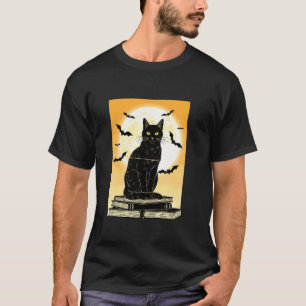 Camiseta Lua de Gato Preto & Morcegos Retro