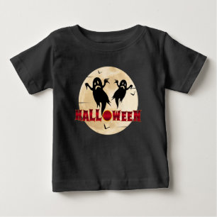 Camiseta Lua de Halloween Silhueta Fantasmas Morcegos