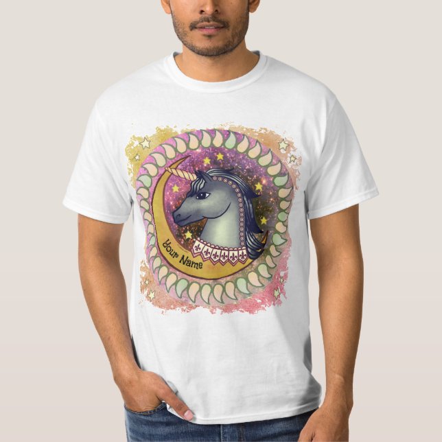 Camiseta Lua de Unicórnio Preto  (Frente)
