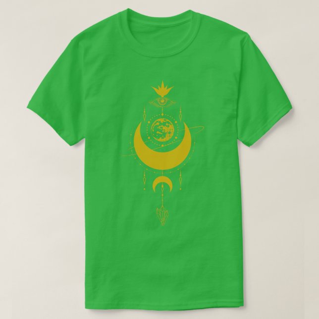 Camiseta Lua do Crescente Místico Celestial (Frente do Design)