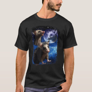 Camiseta Lua-do-gambá e bebê de três animais Posmone meme V