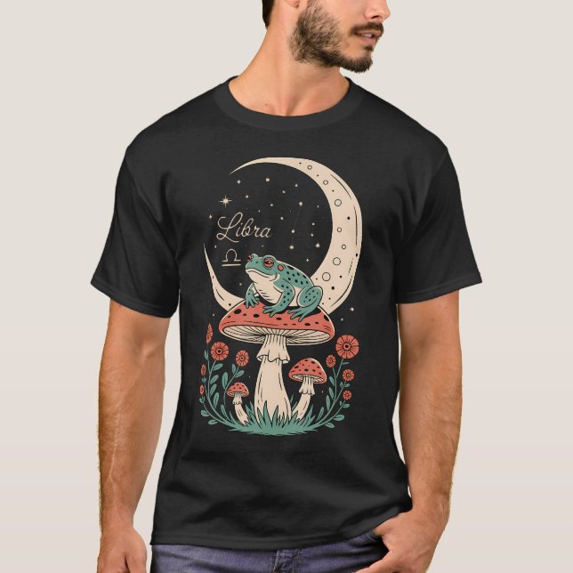 Camiseta Lua do Sapo de Libra Harmonia Cósmica do Cogumelo (Frente)