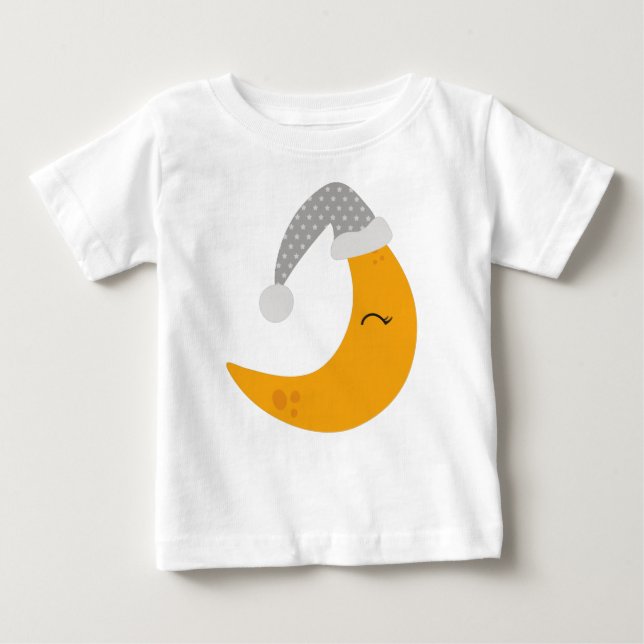 Camiseta Lua Dormindo, Chapéu Noturno, Lua Fresca, Lua Amar (Frente)