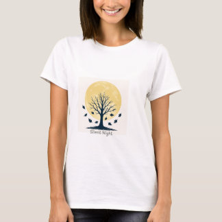 Camiseta Lua Dourada & Silhueta de Árvore Desfolhada – Outo