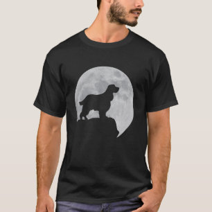 Camiseta Lua E Cachorro Silhoule English Springer Spaniel