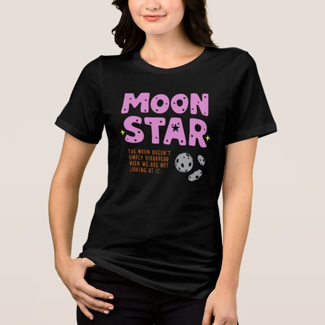 Camiseta Lua e Estrela Estética de Desenho Animado Fofo – E (Frente)