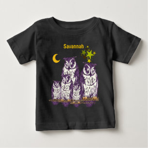 Camiseta Lua e Estrelas de Coras Roxas Personalizadas