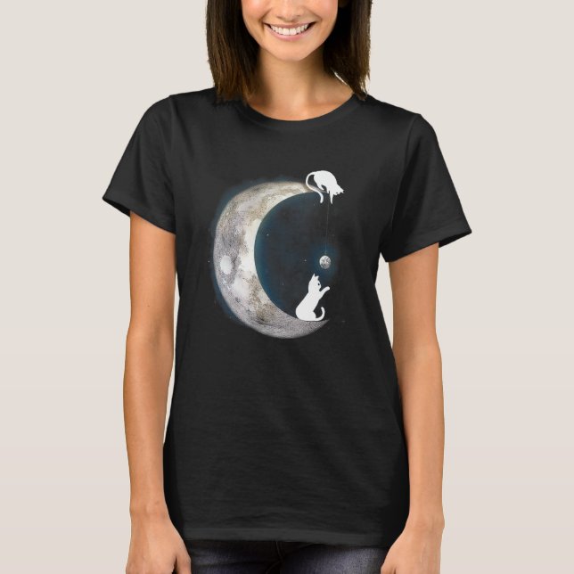 Camiseta Lua E Gato Gatinho Gato (Frente)