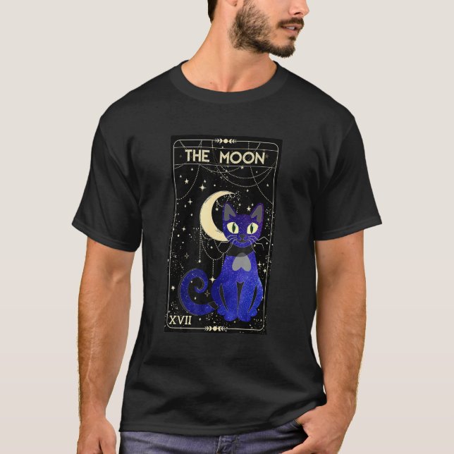 Camiseta Lua E Gatos De Moa E De Preto Crescentes Com Placa (Frente)