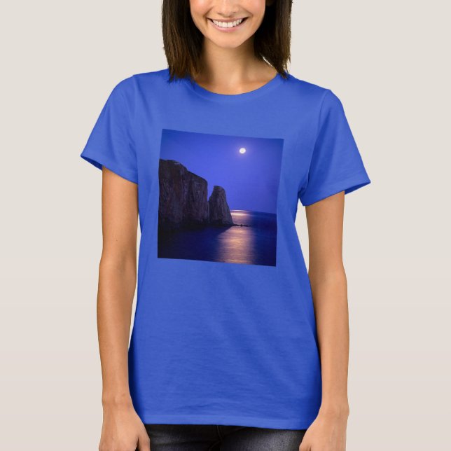 Camiseta Lua Em Dusk | Perce Rock Gaspe Coast Quebec (Frente)