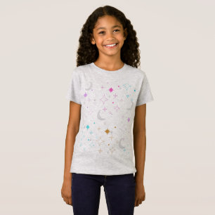 Camiseta Lua & Estrelas Minimalista Lavanda