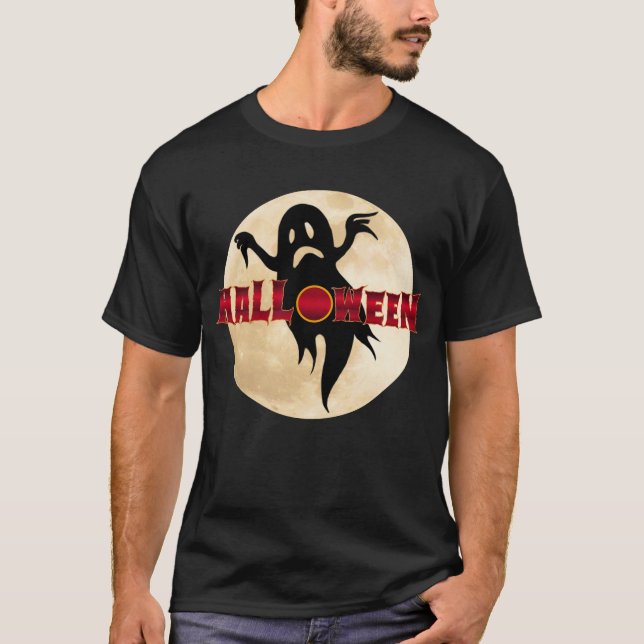 Camiseta Lua Fantasma de Halloween (Frente)