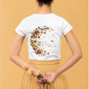 Camiseta Lua Floral Selvagem l Arte Original de Flor Prensa
