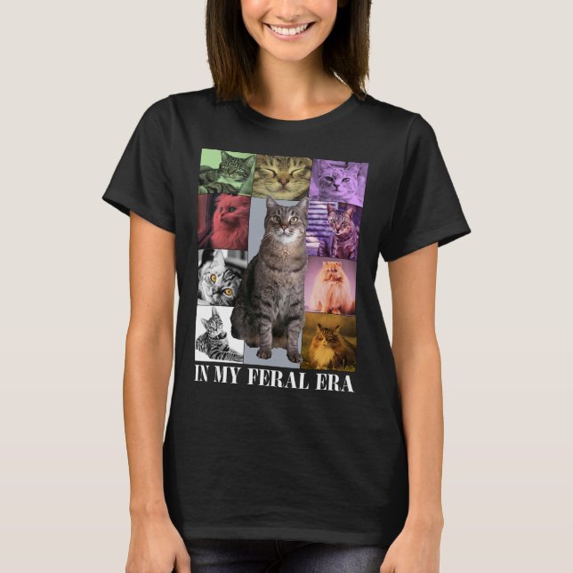 Camiseta Lua Gata Engraçada Na Minha Era Feral Gatinho Para (Frente)