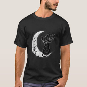 Camiseta Lua Halloween Assustador Preto Gato Costume Bruxa 