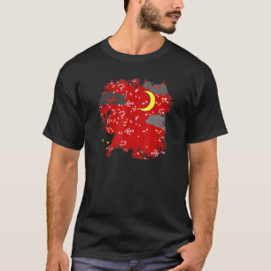Camiseta Lua Mística do Céu Vermelho Pesado - Grunge Gothi