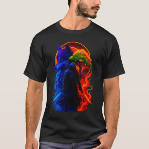Camiseta Lua Mística & Oliva – Arte Celestial Texturizada à