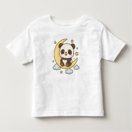 Camiseta Lua Panda - Panda Cuta Sentada Crescente