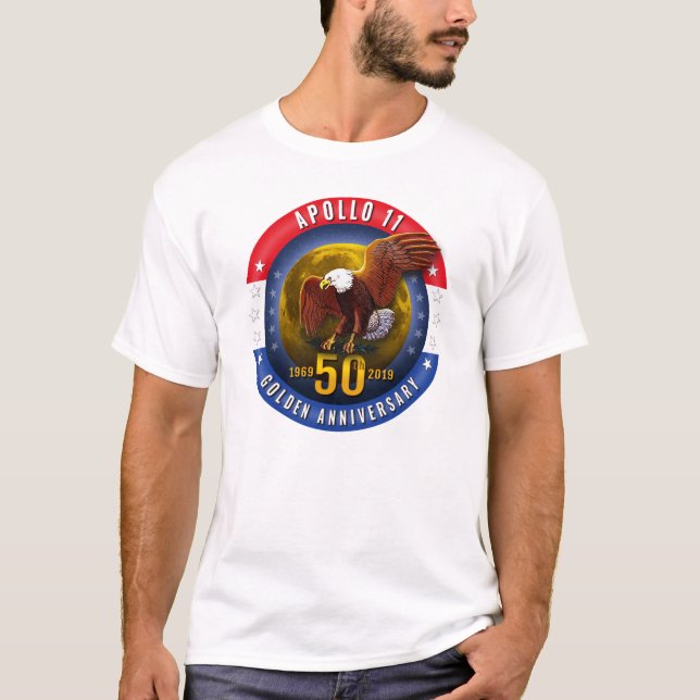 Camiseta Lua patriótica Eagle do 50th aniversário de Apollo (Frente)