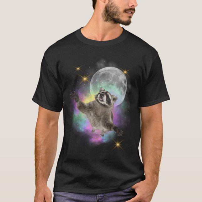 Camiseta Lua Retro Raccoon Engraçada, Teto do Prat (Frente)