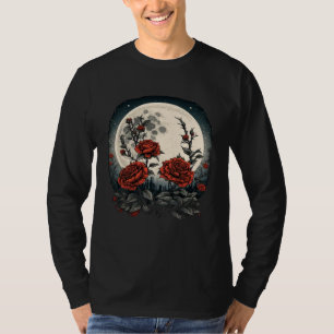 Camiseta Lua Rosas Vermelhas Flores Floral Botânico Jardine
