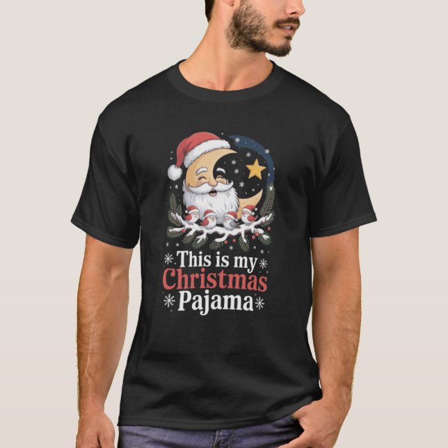 Camiseta lua sant e pássaros sant Este É o Meu Natal (Frente)