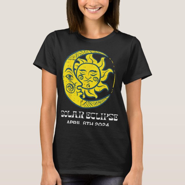 Camiseta Lua Solar Eclipse 2024 Totalidade abril 8 Mulheres (Frente)