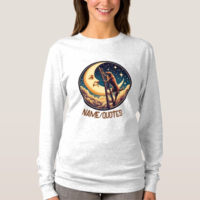 Camiseta Lua Sonhadora & Cachorro Subindo Escada (Frente)