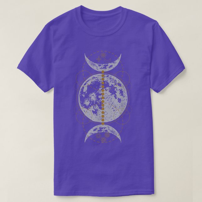 Camiseta Lua tripla - bruxa gótica - bruxaria bruxa-bruxa o (Frente do Design)
