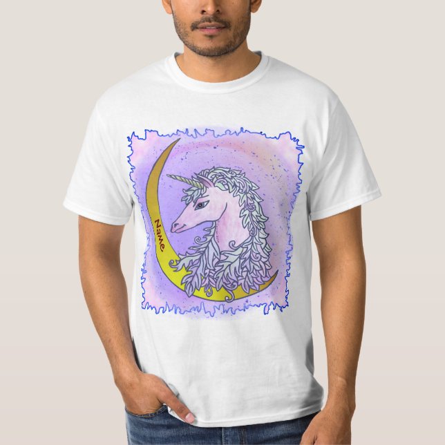 Camiseta Lua Violeta Noturna Unicórnio (Frente)