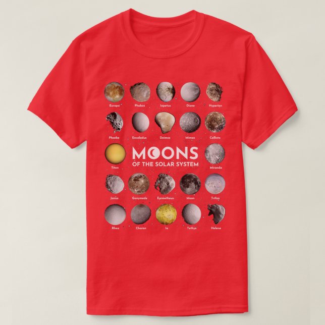 Camiseta Luas do Sistema Solar (Frente do Design)