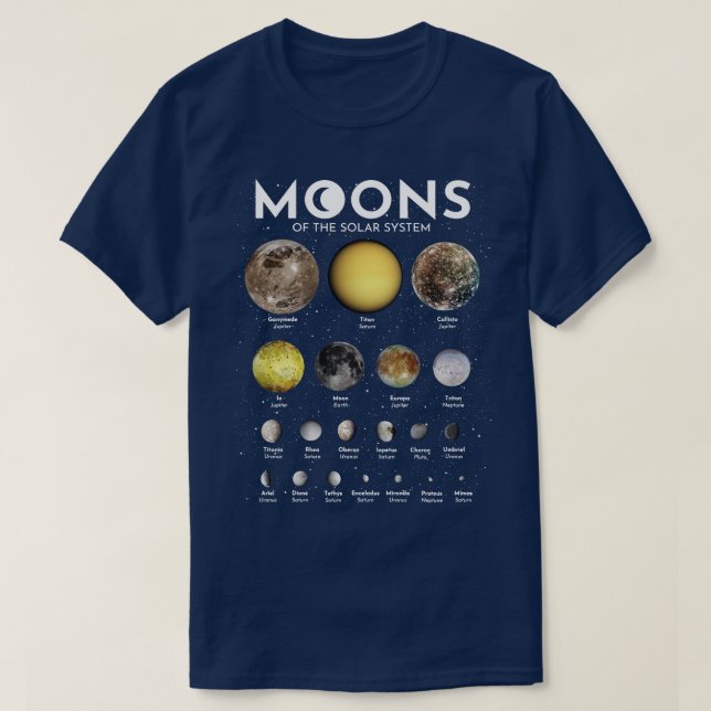 Camiseta Luas do Sistema Solar 2 (Frente do Design)
