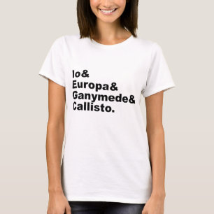 Camiseta Luas Galileu Io Europa Ganymede Callisto