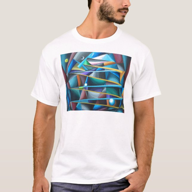 Camiseta Luas traiçoeiras (cubism colorido) (Frente)