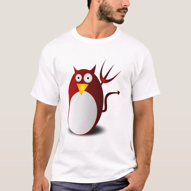 Camiseta Lúcifer do Diabo do Tux Ubuntu do Penguin Linux (Frente)