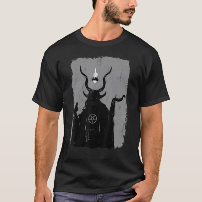 Camiseta Lucifer Light Bearer Satanic Occult Baphomet Goat  (Frente)