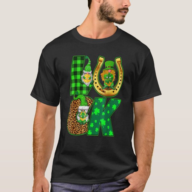 Camiseta Luck Gnomos Leprechaun Shamrock Sapatos de Cavalo  (Frente)