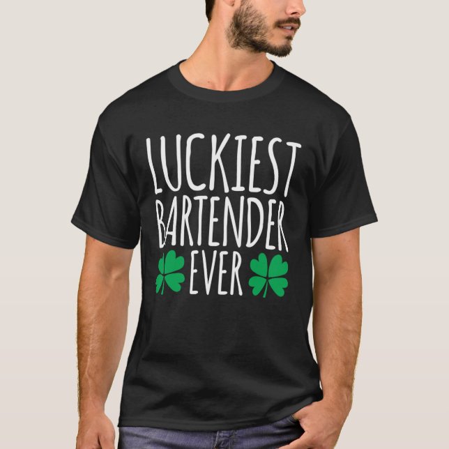 Camiseta Luckiest Bartender Barkeeper Ever  St Patricks Day (Frente)