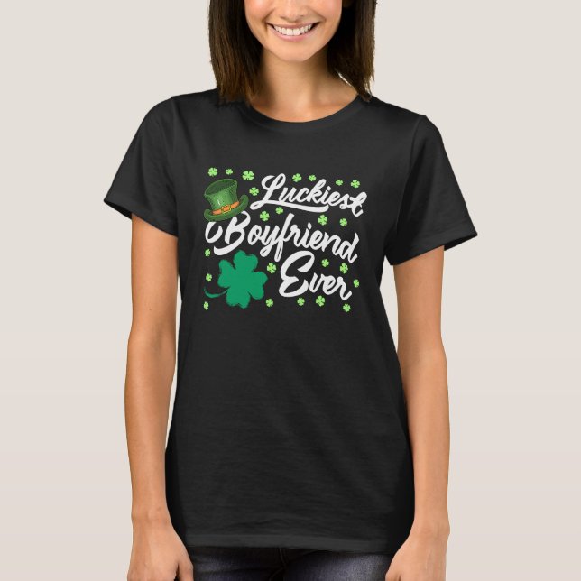 Camiseta Luckiest Boyfriend Ever Valentine's Day St Patrick (Frente)