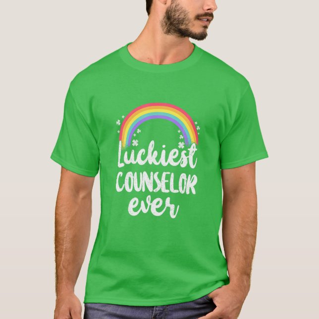 Camiseta Luckiest Counselor Ever Rainbow Happy St Patricks (Frente)